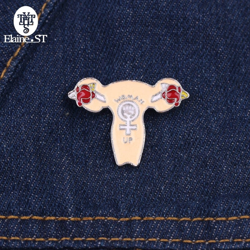 Оптовая продажа 10 шт./лот Cuterus pin матки эмали штырь роза цветок броши для женщин