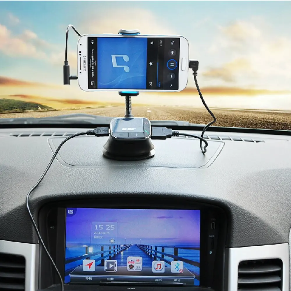 Автомобиль FM передатчик зарядное устройство держатель громкой связи для iPhone 6 5S 5