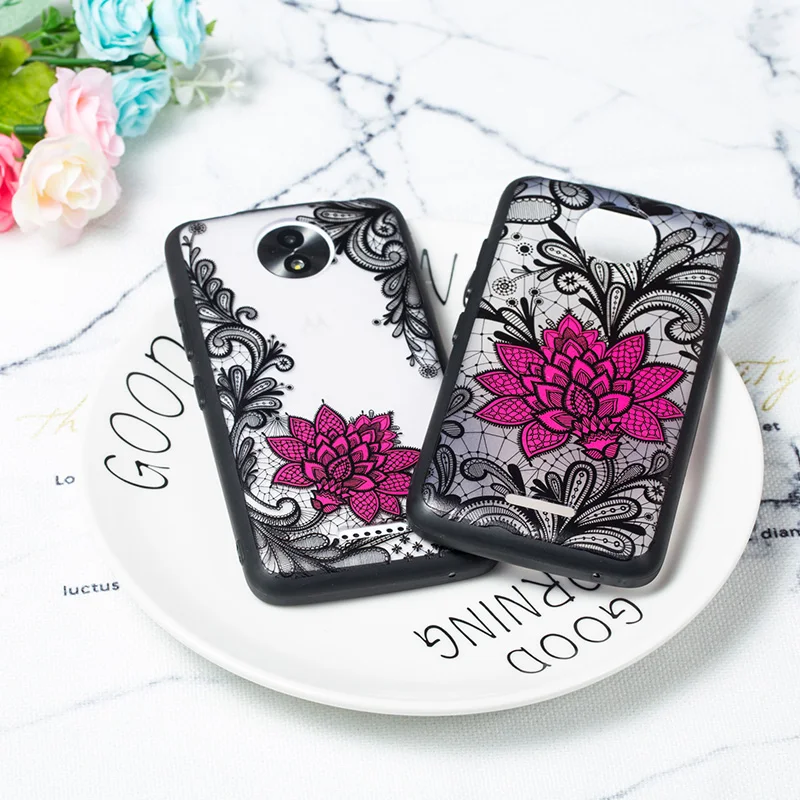 Floral Rose Patterned Soft TPU+PC Back Cover Case For Motorola Moto G4 G5 G5S G6 C Plus E4 X4 Girly Phone Cute Mujer Coque Etui |