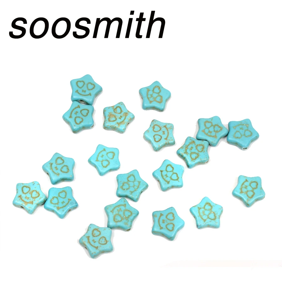 Высококачественные бусины soosmith из натурального камня со звездами и улыбкой с