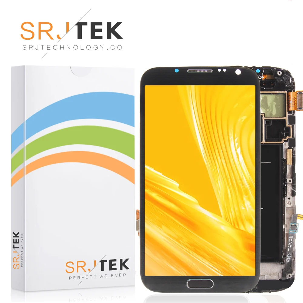 For Samsung Galaxy Note2 Note 2 N7100 Super AMOLED LCD Display Touch Screen Digitizer Full Assembly with Frame Glass Replacement | Мобильные