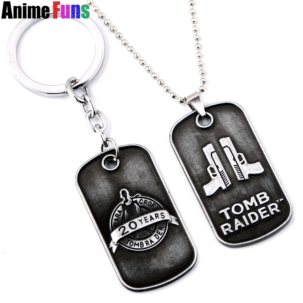 Game Rise of the Tomb Raider 20 Year Celebration Choker Necklace for women man Pendant Lara Croft Keyring Keychain Charm Gift | Украшения и