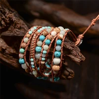wrap bracelet natura stone leather wrap bracelet multi layered bracelet for girls and womans boho bracelet fashion jewelry