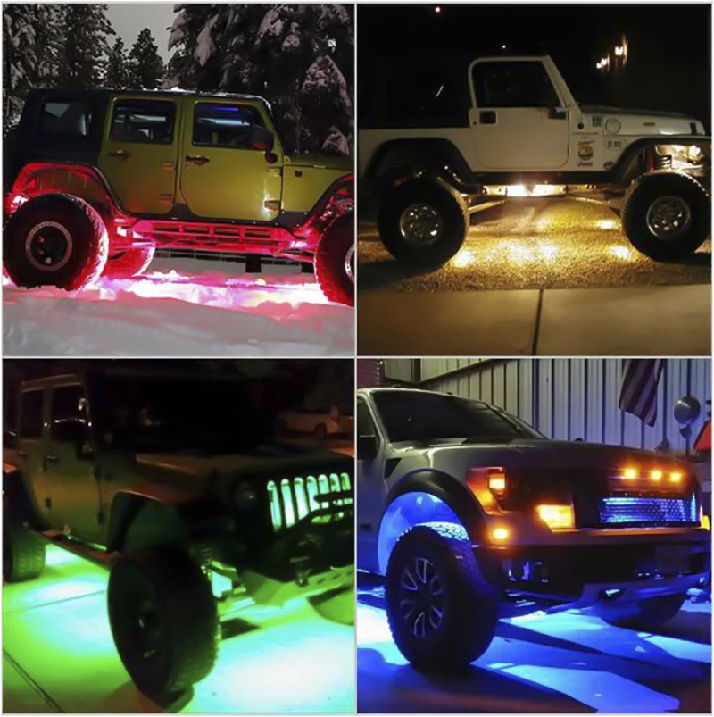4 шт. музыкальный мини Bluetooth RGB светильник рок-свет DRL с чипом Cree для Jeep Wrangler