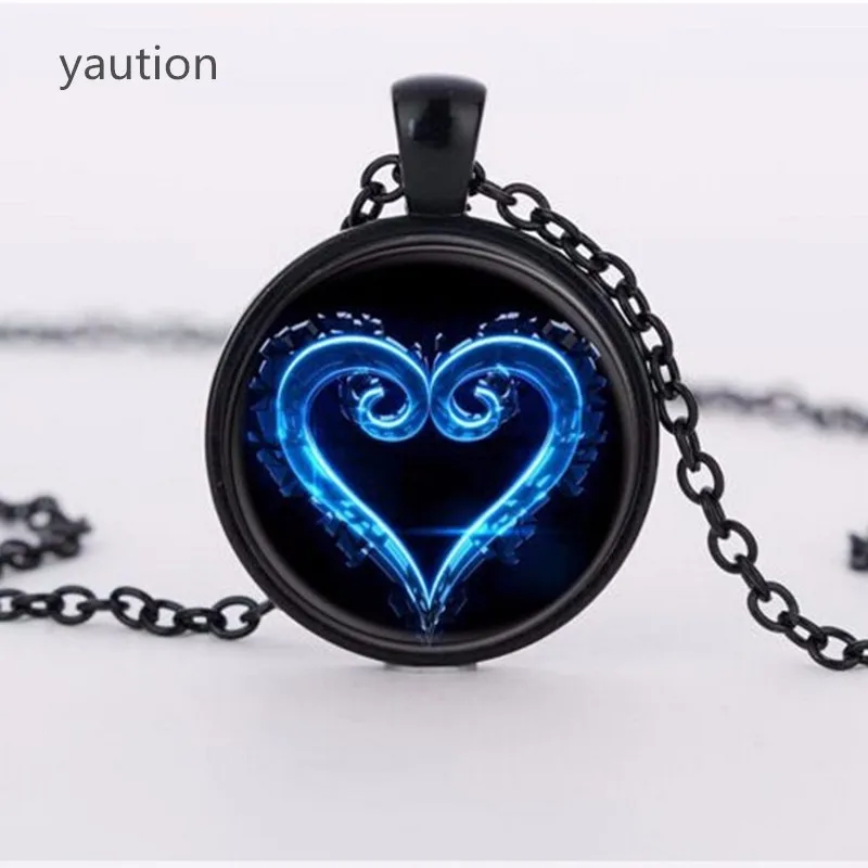 Kingdom Hearts Emblem Symbol glass Pendant Necklace charms necklaces choker pendants Jewelry | Украшения и аксессуары