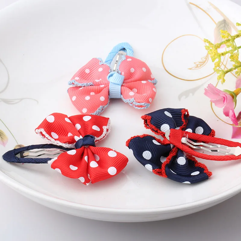 Fashion Cute Hair Clips Girls Accessories Ribbon Candy Kids Bowknot Hairpins Point Dot Flower Colors Barrettes | Детская одежда и
