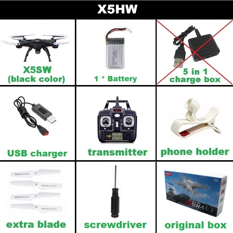 SYMA X5SW FPV RC Дрон, 2.4G 6-осевой квадрокоптер, с камерой 2 Мп, Wi-Fi, съемка в реальном времени, дистанционное управление, вертолет, квадрокоптер - Цвет: X5SW Black 1B BX