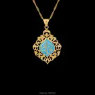 Бог синий исламский Pendant18K золотой цвет подвески и ожерелья Шарм ювелирные изделия для женщин и мужчин Мохаммед Бог Арабский стиль ювелирные изделия