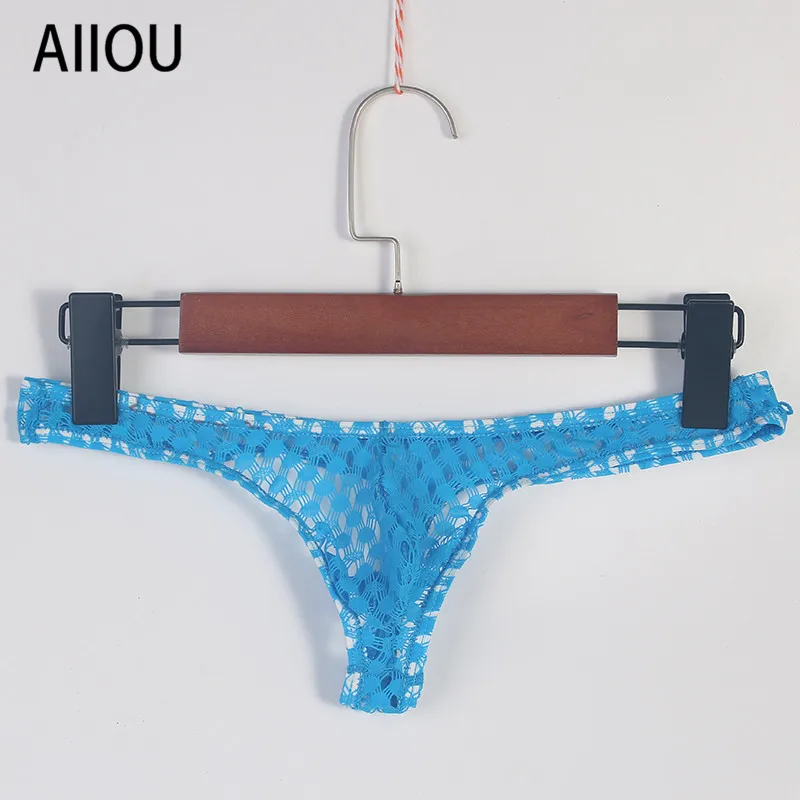 

AIIOU Men Underwear Mens Thongs and G Strings Male Mesh Transparent Sexy Breathable Mens Sissy Thongs Gay Men Thong Underpants