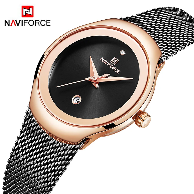 Часы NAVIFORCE женские стальные модные розовое золото ультратонкие 2019|Женские
