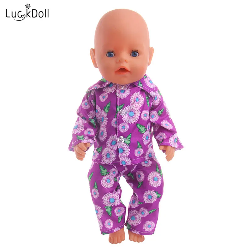 LUCKDOLL/Пижамный костюм с пуговицами подходит для 18 дюймов американский размер 43 см