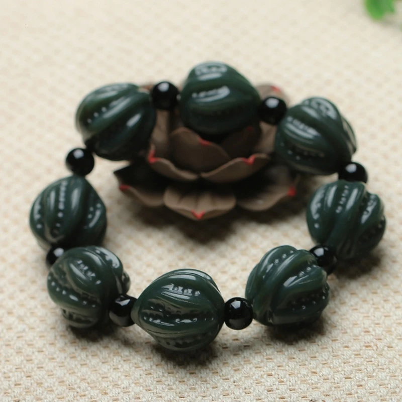 Прямая доставка 100% настоящий ювелирный браслет из нефрита зеленый Хотан