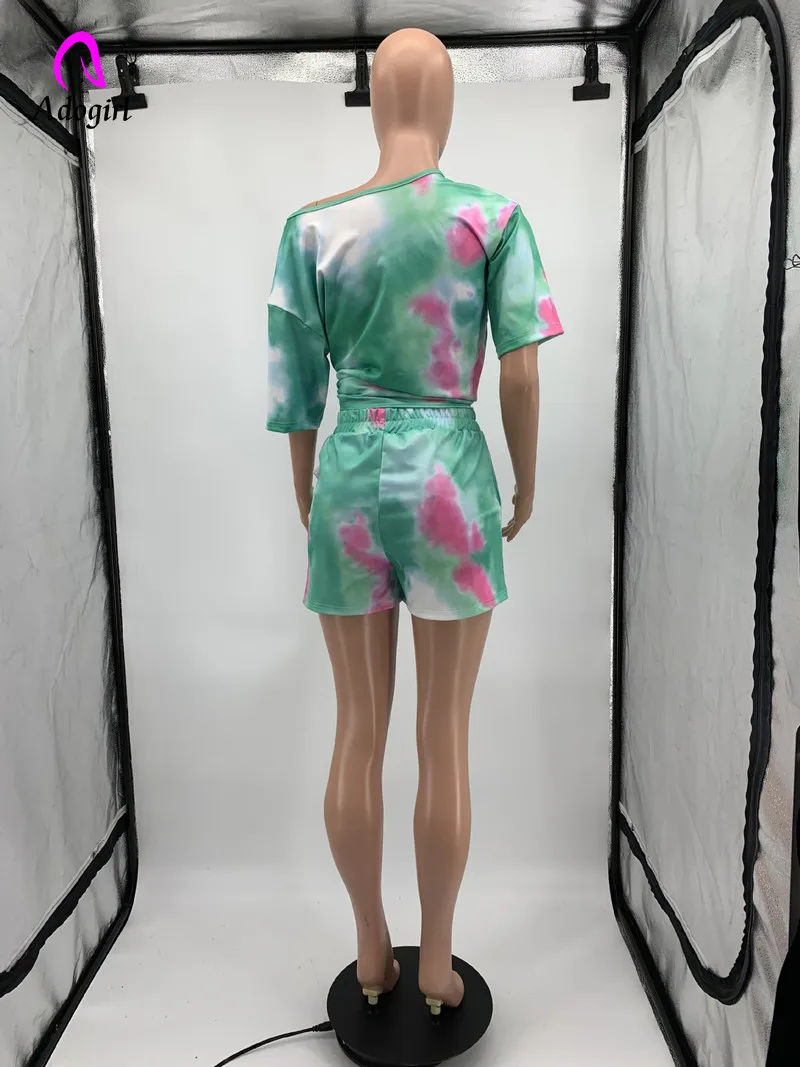 Adogirl красочный повседневный комплект из двух предметов футболка с коротким
