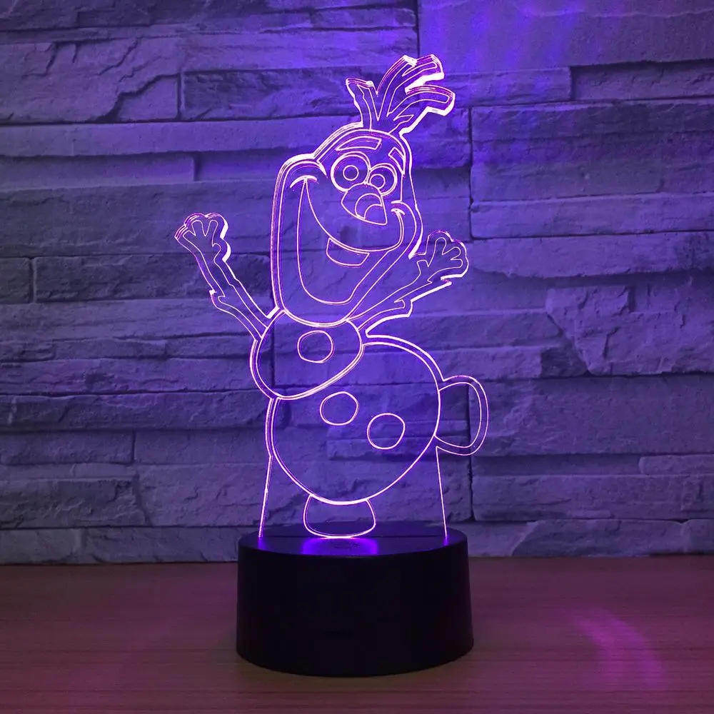 7 цветов Снеговик 3D ночник Светодиодная лампа трехмерная прикроватная 1384|3d night|3d