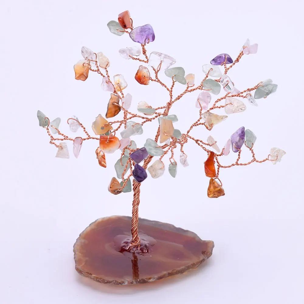 crystal tree 2 Кристалл кварц счастливые деньги дерево украшения камни и кристаллы дерево фэншуй с агатом подставка для богатства и удачи домашний декор - Цвет: crystal tree 2
