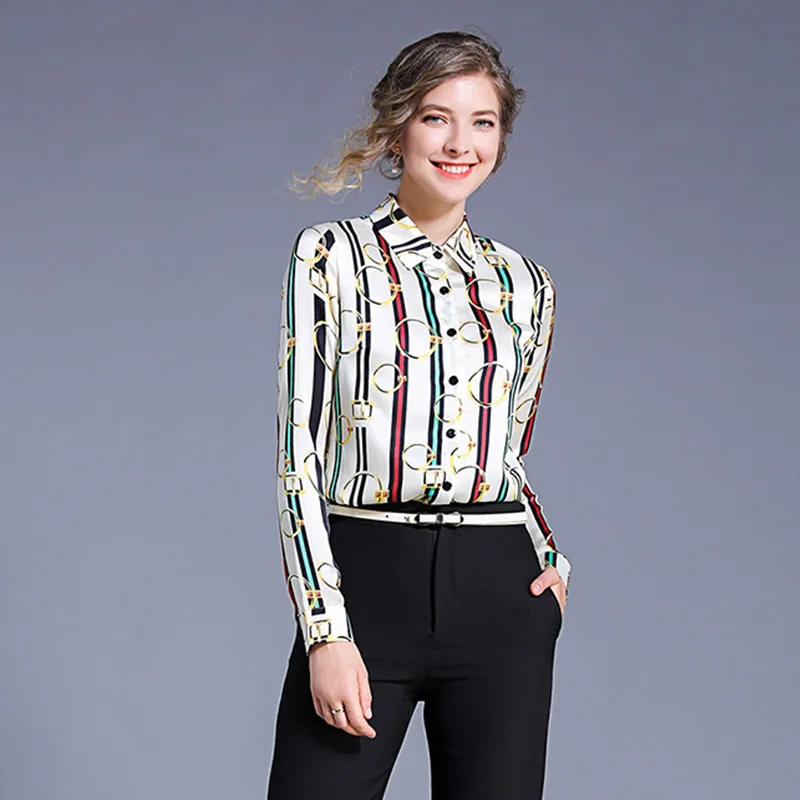 Женские топы и блузки с длинным рукавом винтажная Повседневная деловая рубашка