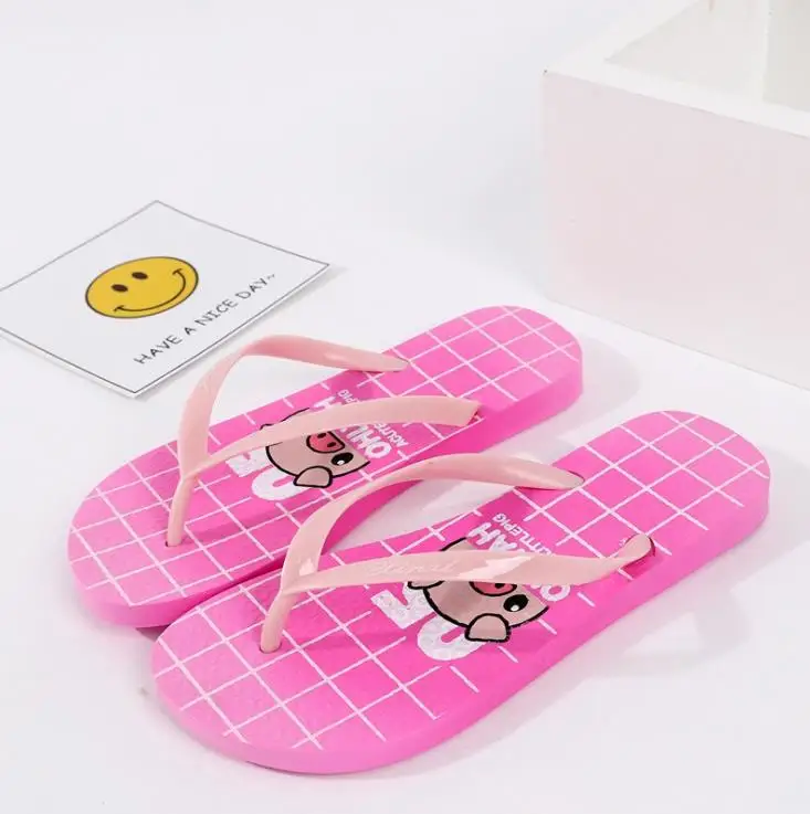 pink Летние милые Вьетнамки с животными; модные домашние шлепанцы для девочек; пляжные шлепанцы; 4 цвета; размеры 36-39; XQ01 - Цвет: pink