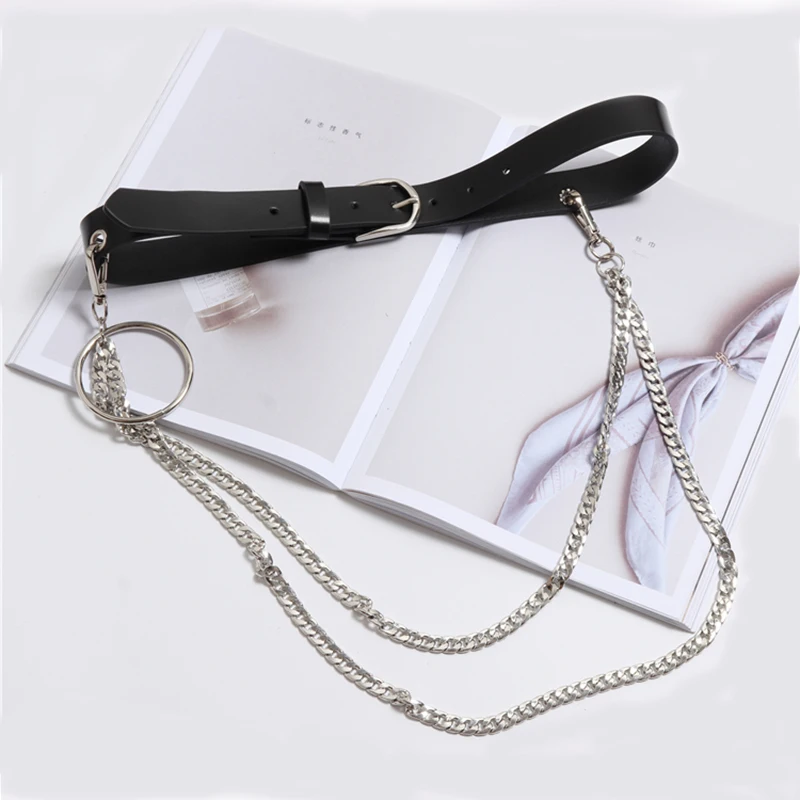 

HATCYGGO Fashion 2019 Belt Female PU Leather/Black Belts For Women Detachable Chain Belt waist Hip-hop Men Women Belts For Jeans