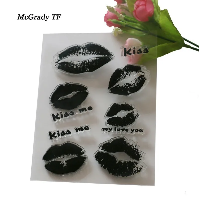 1 шт. рот поцелуй ясно Штамп Записки DIY Фотоальбом Карта прозрачные резиновые