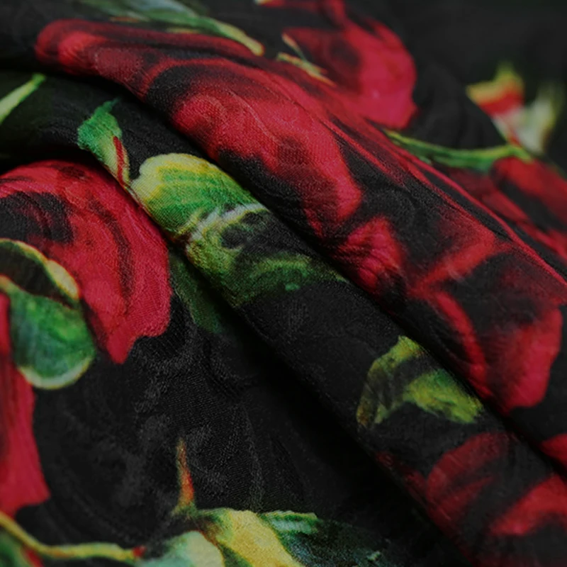 70*140 см/шт. Rose цифровая печать жаккардовая модная ткань для пальто темно зернистая