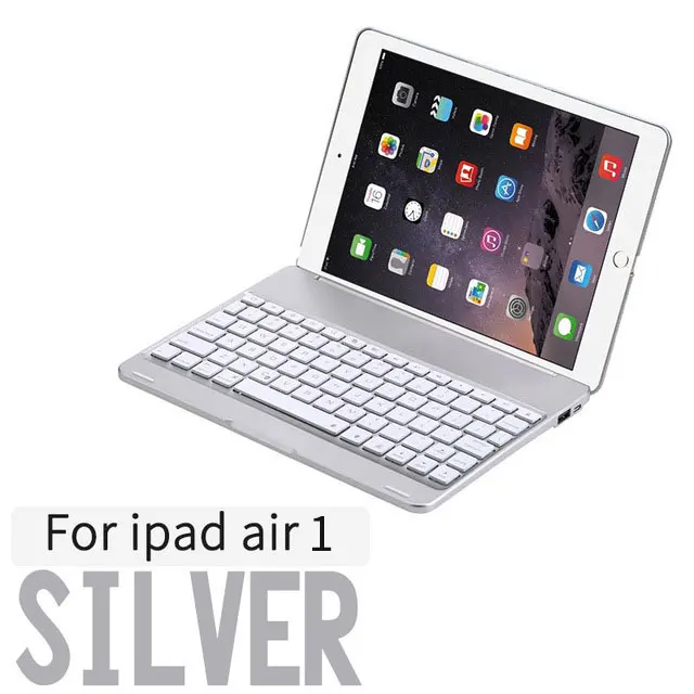 Silver-for air 1 Для iPad Pro 10,5 защитный чехол 7 цветов Светодиодная подсветка Беспроводная Bluetooth клавиатура чехол для IPad Air 1 2 крышка Капа+ подарок - Цвет: Silver-for air 1
