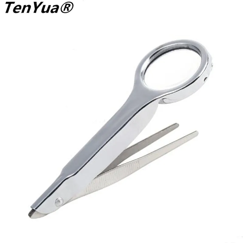 

TenYua Tweezer with Magnifier Magnifying Glass Stainless Steel For Hobby First Aid Kit