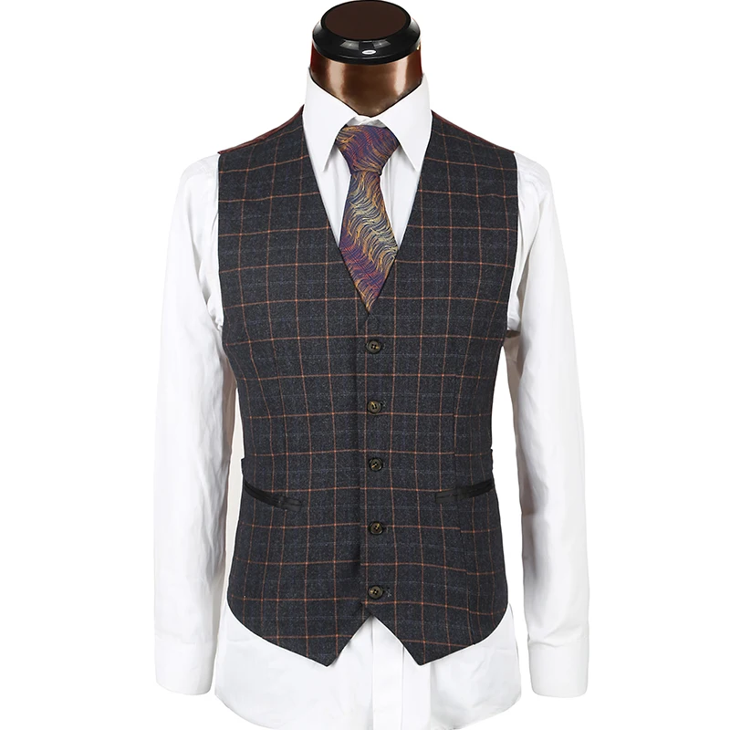 Европейский размер черные клетчатые костюмы елочка Ретро стиль мужские портной