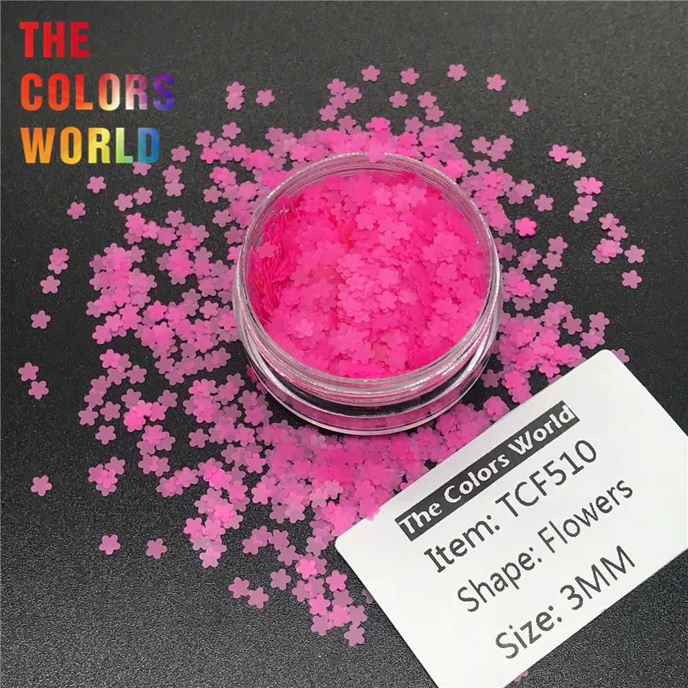 

TCT-147 Flower Shape Neon Bright Matte Color 3MM Solvent Resistant Nail Glitter Gel Nail Art Decoration Handwork DIY Accessories