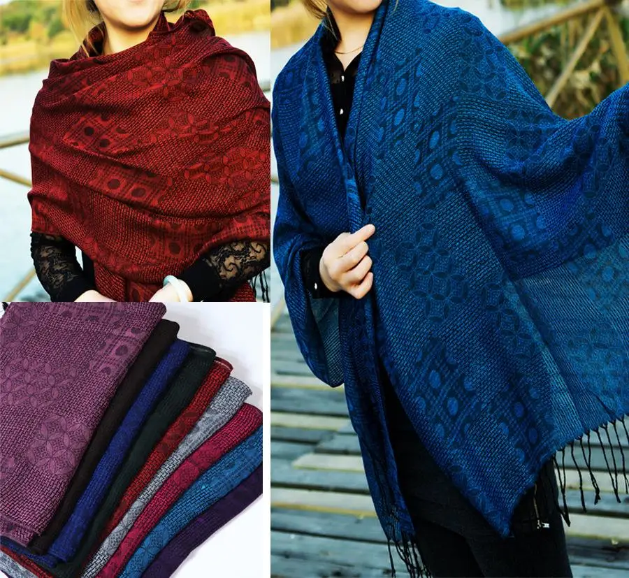 Новинка 2016 кистями жаккарда шарф шаль женская утепленная женщин зимний Женская