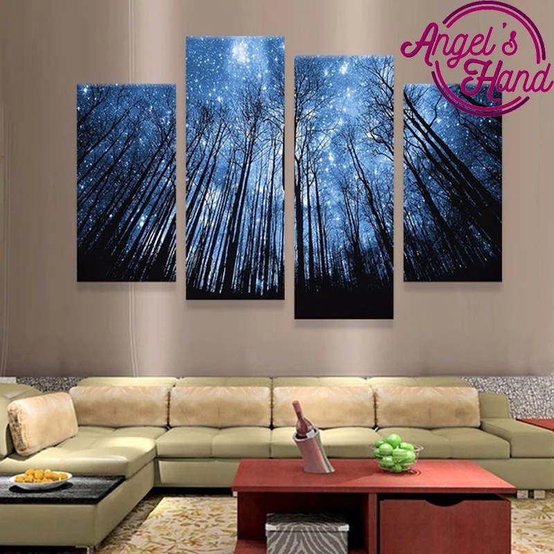

5d diy diamond painting natural scenery Red Tree full square drill diamond embroidery mosaic triptych home decor stickers 4pcs