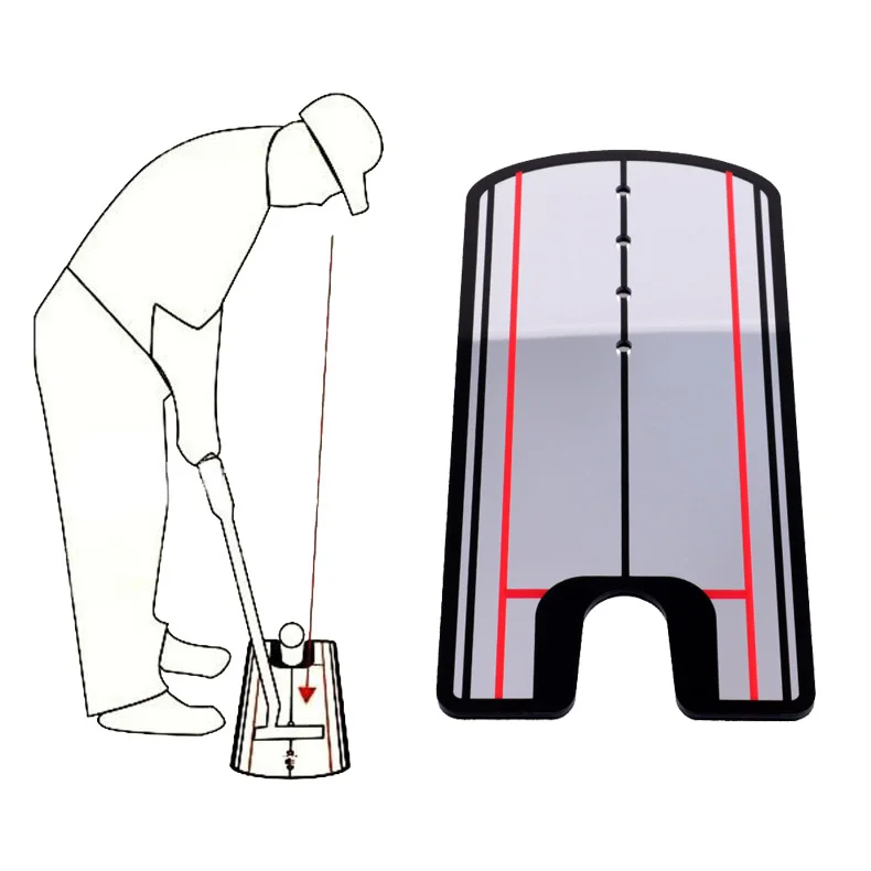 

32*14.5*0.4 CM Outdoor Golf Swing Practice Golf Accessories Golf Putting Mirror Alignment Training Aid Swing Trainer Line