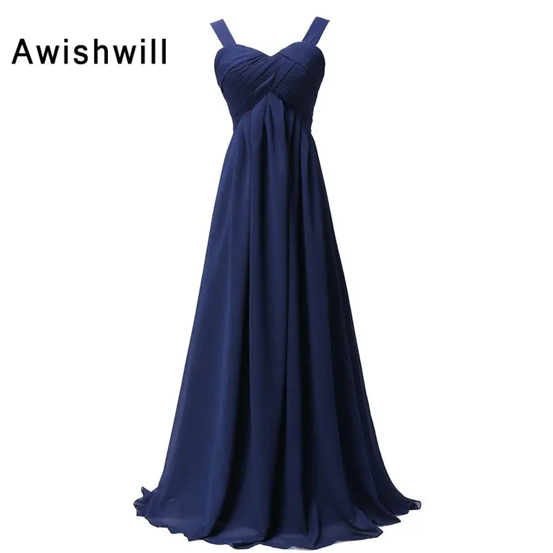 

Cheap On Sale Spaghetti Strap Ruched Bust Chiffon Floor Length Women Special Occasion Party Dress Long Bridesmaid Dresses