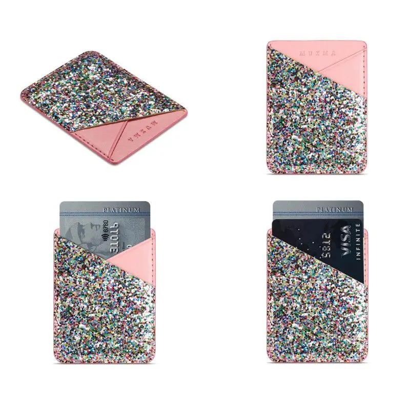 Модный новый женский и мужской держатель для кредитных карт с блестками кожаный
