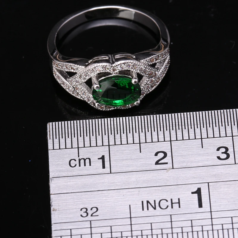 Волшебный зеленый кубического циркония камни 925 серебро Jewelrys Solitaire Кольца США #