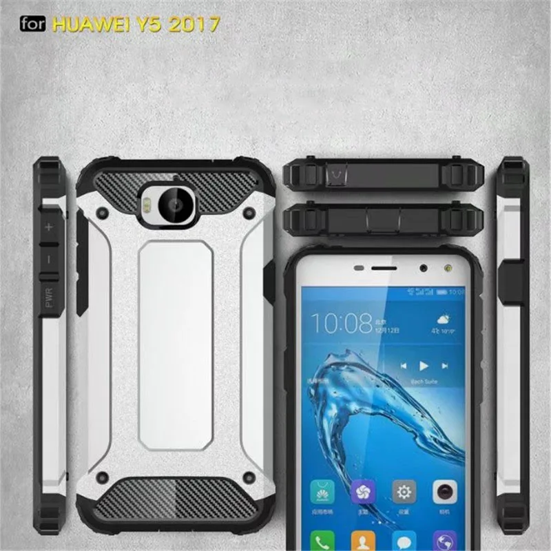 Whyes чехол для Huawei Y5 2017 Мягкий Силиконовый ТПУ + PC жесткий ударопрочный двойной
