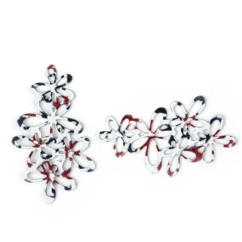 DoreenBeads 10 шт. роспись полые Цветочная подвеска разноцветные филигранные богемные