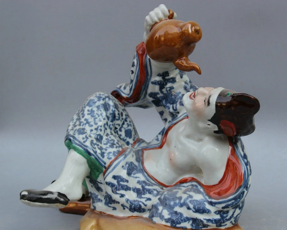 12&quot Chinese Color Wu Cai Porcelain Ly Chai Mad Ji Gong Succour Kid Monk Statue | Дом и сад