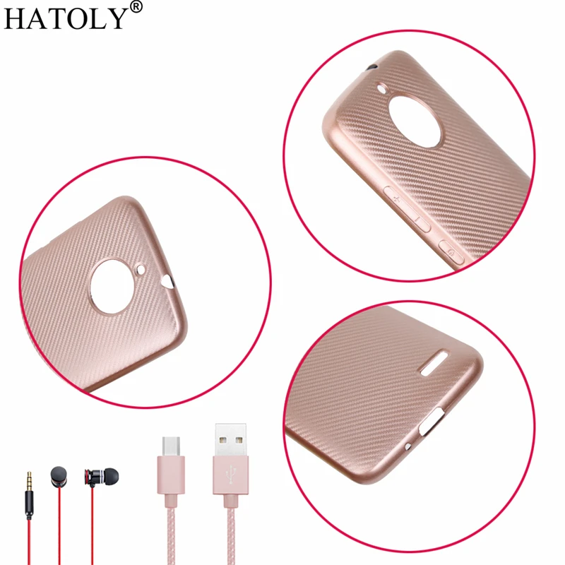 Hatoly для Fundas Motorola Moto E4 чехол ультра-тонкий мягкий ТПУ/углеродное волокно задняя