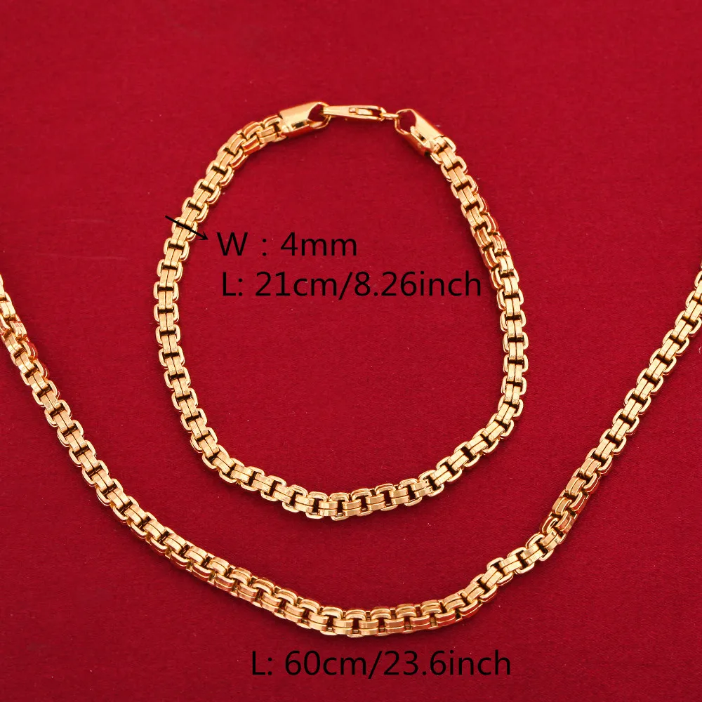 Комплект украшений для мужчин и женщин браслет ожерелье 4 мм в ширину ювелирные