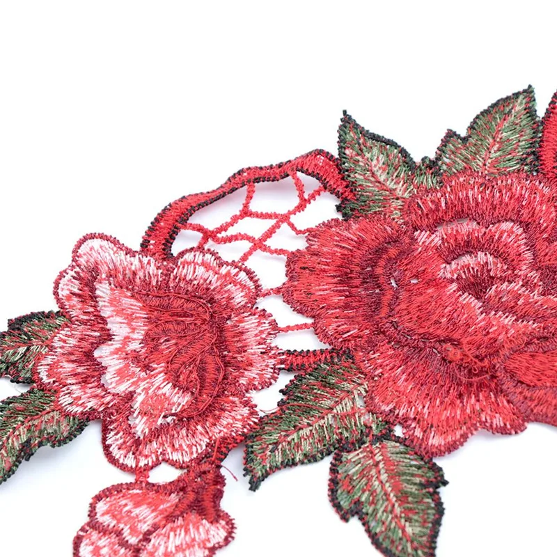 Нашивка с красной вышивкой в виде Розы 1 шт.|sew on patches|dress appliquesew flowers |