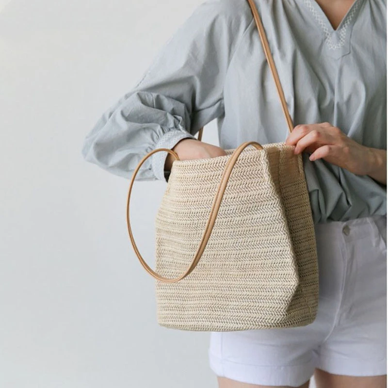 Women Trendy Summer Bali Round Straw Wicker Bag Vintage Handmade Rattan Woven Shoulder Bags Beach Crossbody Bagbolso playa | Багаж и сумки