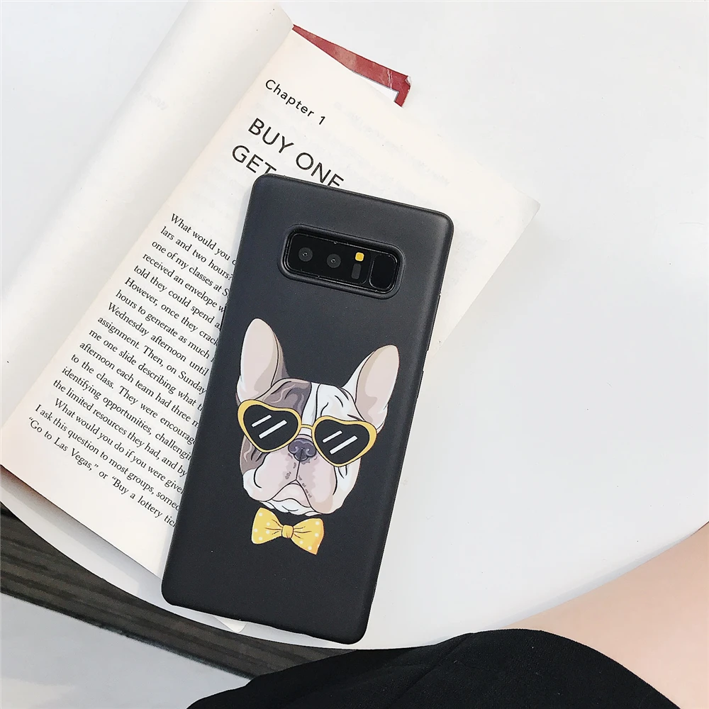 Прекрасный чехол для телефона Bulldog для Samsung Galaxy Note9 Note8 милые матовые чехлы S7 Edge S8 S9 Plus Fundas on.