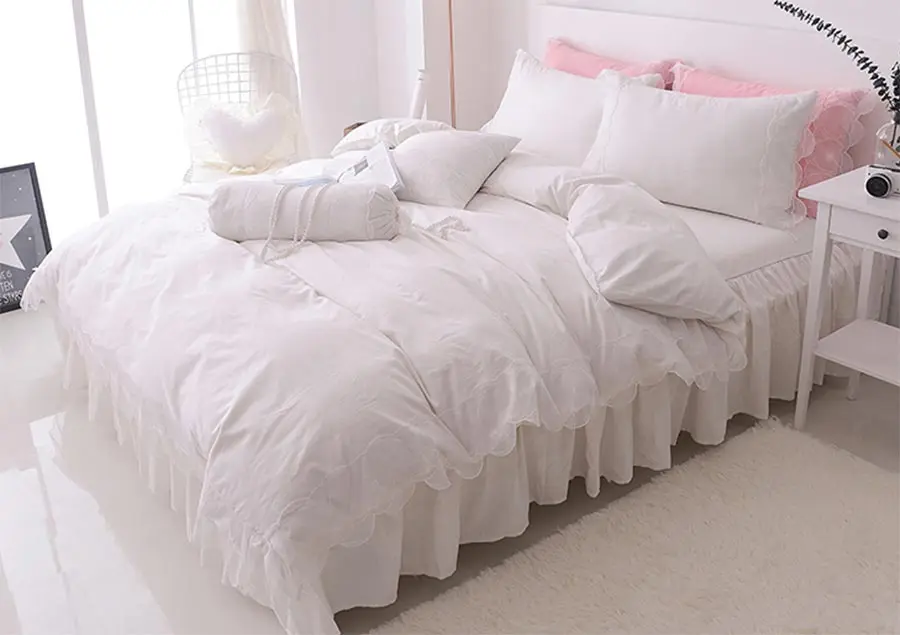 

Pink grey khaki blue single double cotton bedding set adult,twin full queen king home textile bed dress duvet cover pillow case