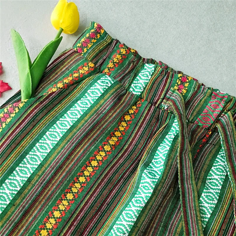 2019 Женская мини юбка в полоску на шнуровке эластичная винтажная с высокой талией