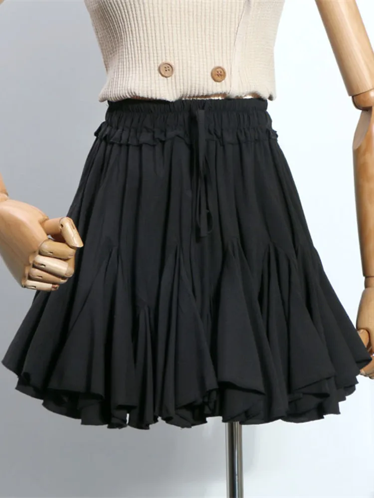 Мини-юбка-Скейтер в Корейском стиле женские мини-юбки s Black Kawaii Короткие A Line |