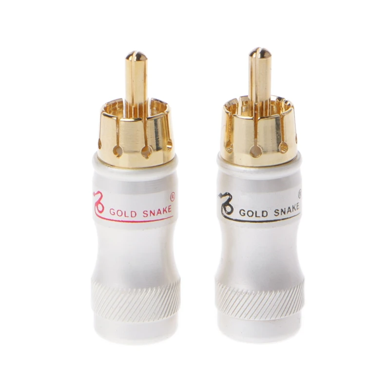 2 шт. позолоченные медь RCA штекер аудио кабель Мужской Разъем адаптер сварки DIY# Aug.26