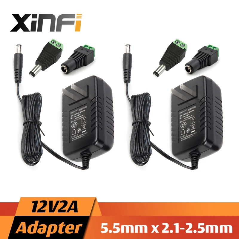 XinFi 2 шт. 12В 2А/1А источник питания AC 100В 240В адаптер преобразователя DC 12V2A/1.5A 2000ма
