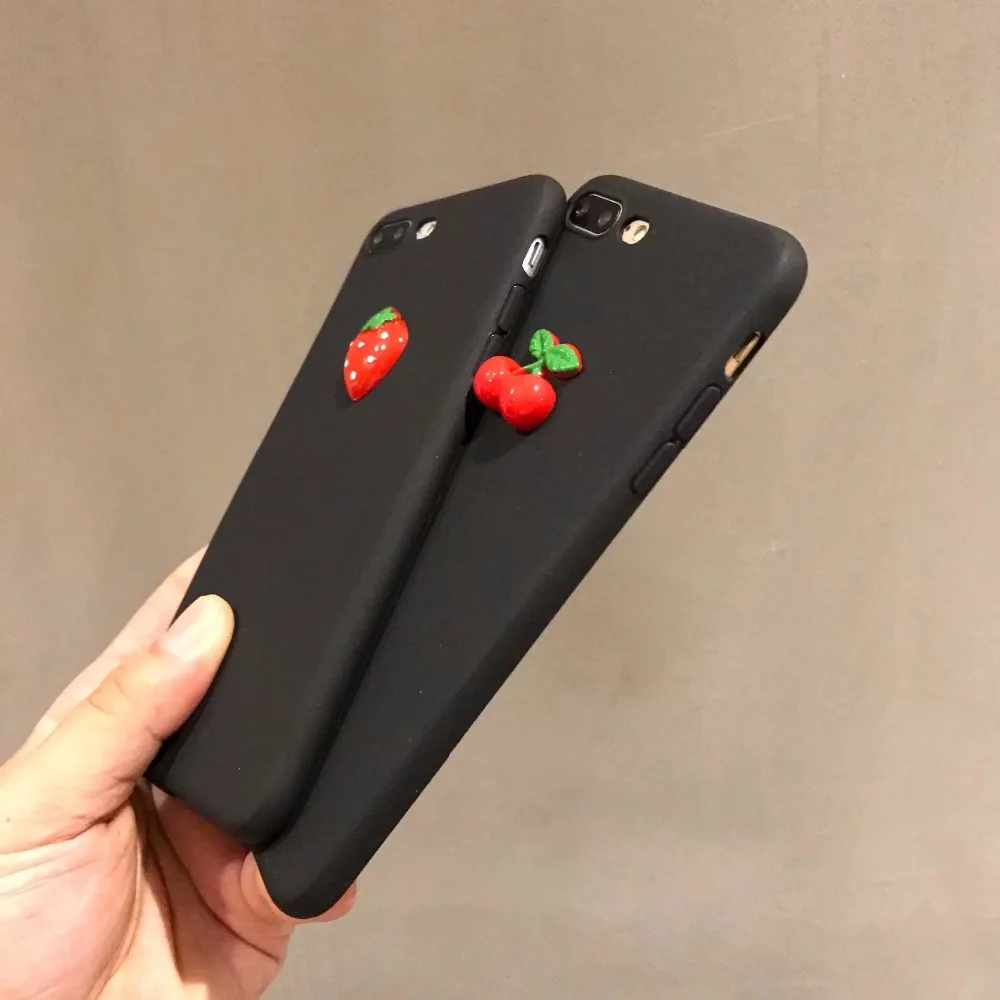 Для Iphone 7 чехол Новая мода ручной Прекрасный Cherry Черный силиконовый для plus