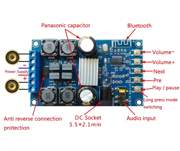 Цифровой усилитель мощности аудио Bluetooth стерео 50 Вт x2 2 0 с корпусом|Усилители