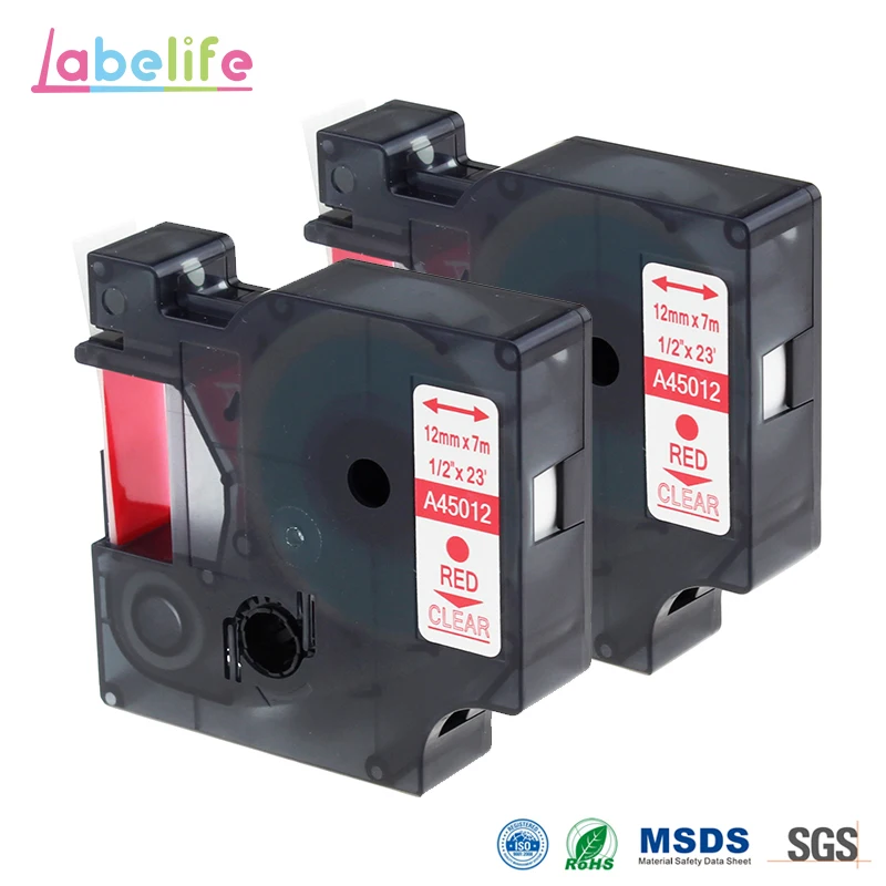 Labelife 2 упаковки для DYMO D1 12 мм * 7 м 45012 стандартная самоклеящаяся полиэфирная лента